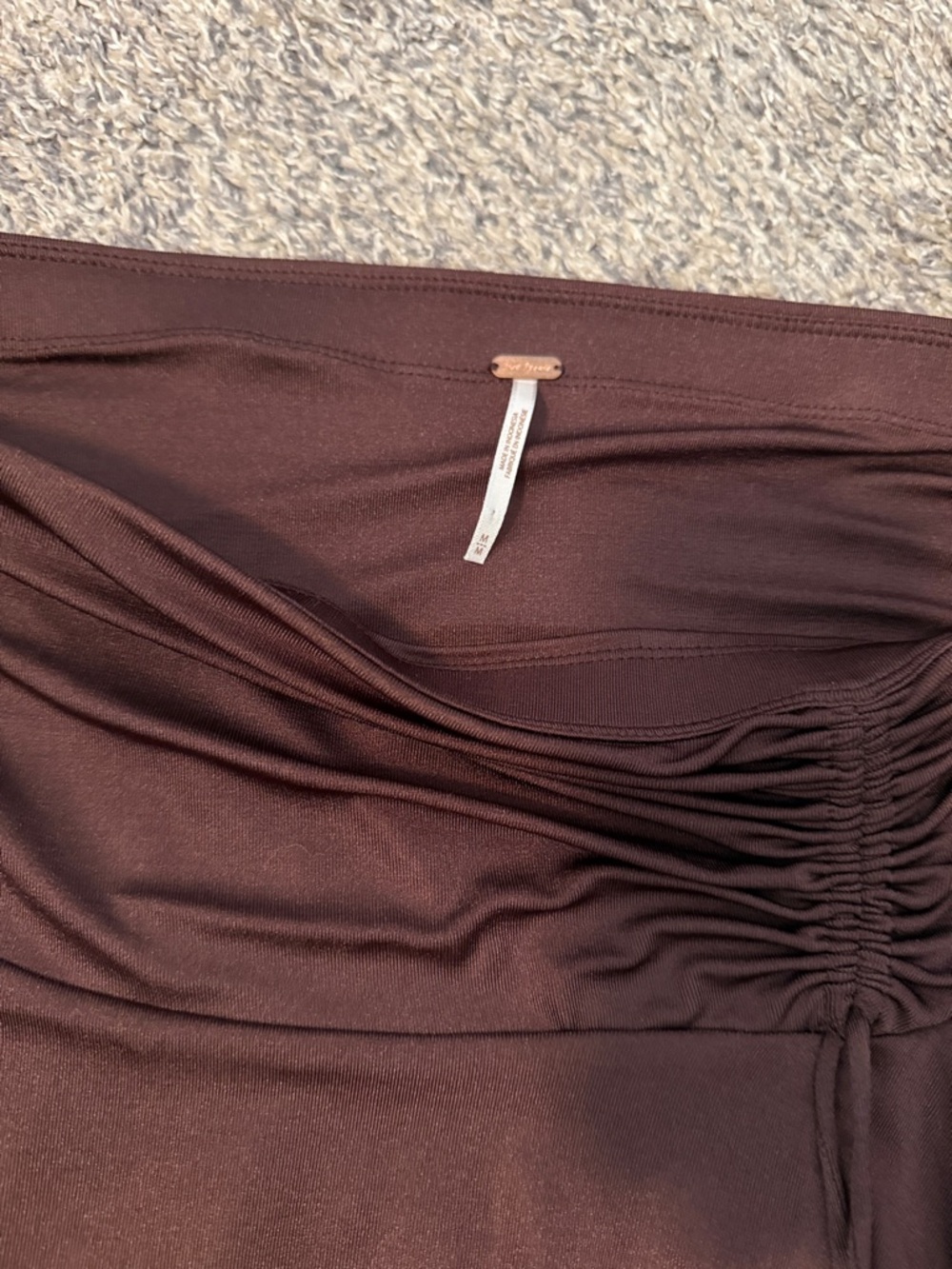 Free People Women's Brown Ruched A-Line Skirt - Picture 2 of 2